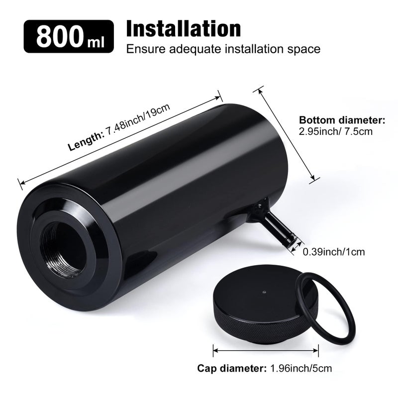 EVIL ENERGY Coolant Overflow Tank, Radiator Overflow Bottle 800ml Aluminum Universal Black - Image 2